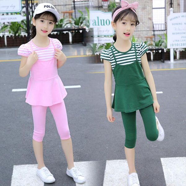 girls summer short sleeve clothing set fashion striped patchwork o neck t shirt amp 7 10 pants two pieces clothes, White
girls summer short sleeve clothing set fashion striped patchwork o neck t shirt amp 7 10 pants two pieces clothes, White