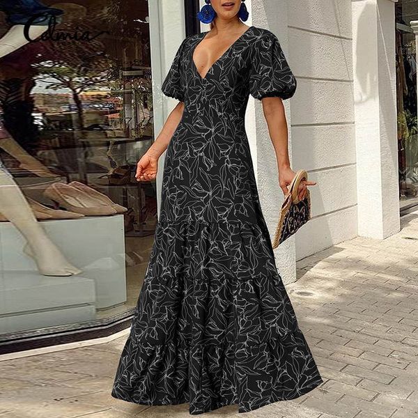 dresses celmia vintage women maxi dress summer deep v neck floral print party vestido elegant short puff sleeve pleated sundress, Black;gray
dresses celmia vintage women maxi dress summer deep v neck floral print party vestido elegant short puff sleeve pleated sundress, Black;gray