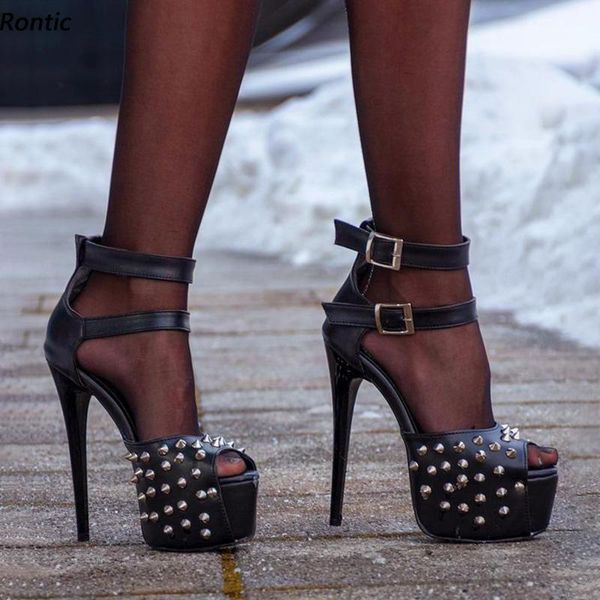 dress shoes rontic handmade women platform sandals ankle strap studded stiletto heels peep toe black party us size 5-20
dress shoes rontic handmade women platform sandals ankle strap studded stiletto heels peep toe black party us size 5-20