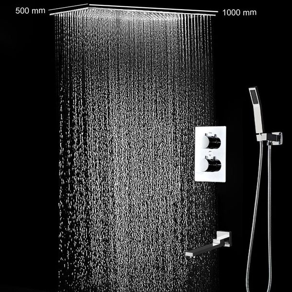 thermostatic ceiling large rainfall shower set 500x1000mm head 304 stainless steel spout hand bathroom bath kit sets
thermostatic ceiling large rainfall shower set 500x1000mm head 304 stainless steel spout hand bathroom bath kit sets