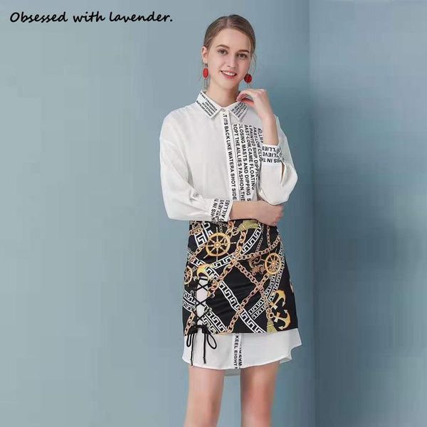 two piece dress obsessed with lavender. long sleeve shirt skirt+split skirt, personalized letters split women's spring and autumn, White
two piece dress obsessed with lavender. long sleeve shirt skirt+split skirt, personalized letters split women's spring and autumn, White