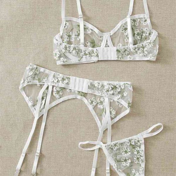 underwear set floral embroidery lingerie 3 piece set erotic costumes transparent bra with bones lace underwear, Black;white
underwear set floral embroidery lingerie 3 piece set erotic costumes transparent bra with bones lace underwear, Black;white