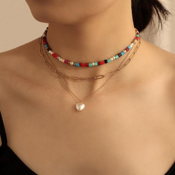 pendant necklaces arrival three-layer color rice bead necklace 316l stainless steel jewelry pearl love heart women, Silver
pendant necklaces arrival three-layer color rice bead necklace 316l stainless steel jewelry pearl love heart women, Silver