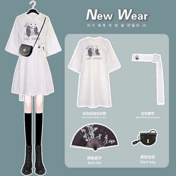 two piece dress plus size women summer suit western fashion oversize all-match waist dress two-piece sets long cute t-shirt street, White
two piece dress plus size women summer suit western fashion oversize all-match waist dress two-piece sets long cute t-shirt street, White