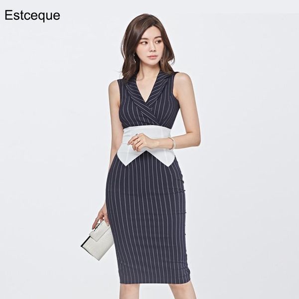 casual dresses ladies business dress summer elegant ol notched bow split knee-length sleeveless slim sheath striped women, Black;gray
casual dresses ladies business dress summer elegant ol notched bow split knee-length sleeveless slim sheath striped women, Black;gray