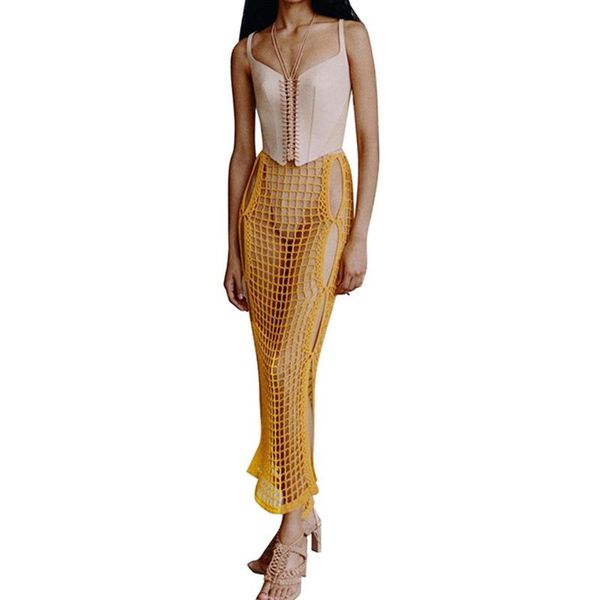 women's swimwear 2021 womens crochet maxi skirt hollow out knitted fishnet long split cover ups beach wear summer, White;black
women's swimwear 2021 womens crochet maxi skirt hollow out knitted fishnet long split cover ups beach wear summer, White;black