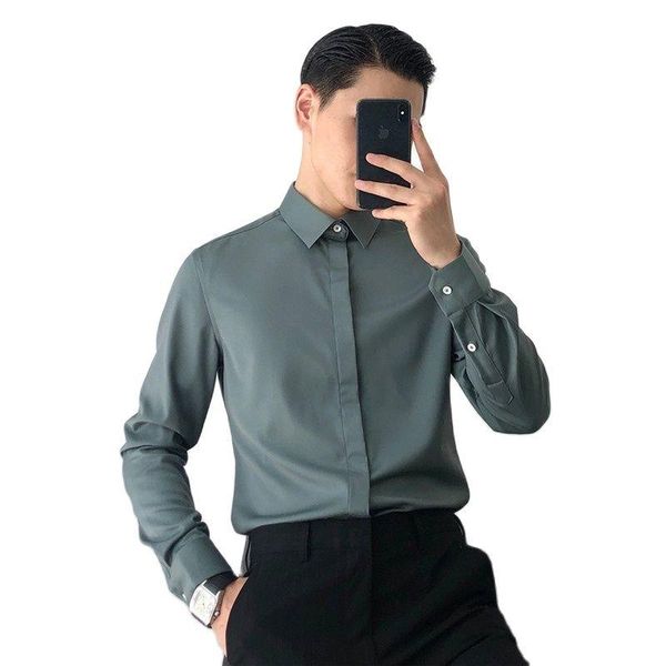 men's casual shirts 2021style korean slim non-iron long sleeve solid color shirt british men, White;black
men's casual shirts 2021style korean slim non-iron long sleeve solid color shirt british men, White;black