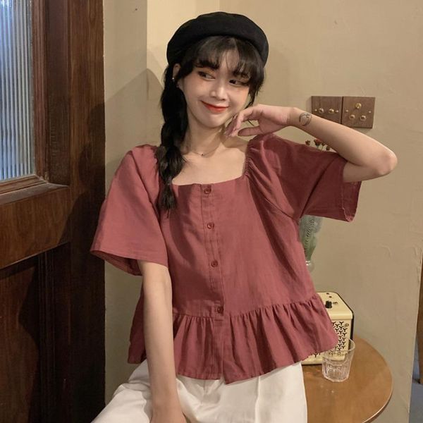 women's blouses & shirts women blouse shirt summer square collar short sleeve blusas ropa de mujer, White
women's blouses & shirts women blouse shirt summer square collar short sleeve blusas ropa de mujer, White