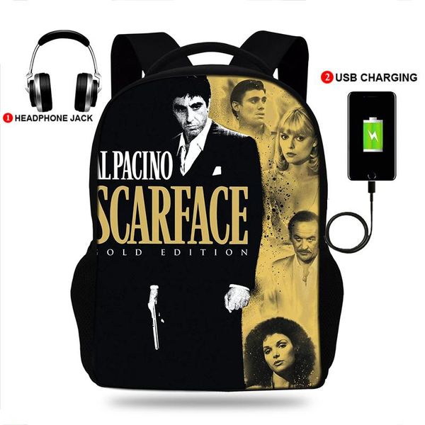 school backpacks scarface print book bag teenagers boys&girls student usb charging backpack mochilas
school backpacks scarface print book bag teenagers boys&girls student usb charging backpack mochilas