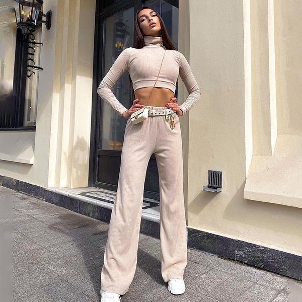 women's two piece pants wefads 2 set suit fashion long-sleeved high-neck wide-leg casual solid color slim trousers, White
women's two piece pants wefads 2 set suit fashion long-sleeved high-neck wide-leg casual solid color slim trousers, White