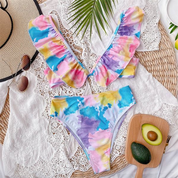 lotus leaf ruffled female swimsuit high waist bikini tie dye women swimwear two-pieces bikini set bather bathing suit swim k2437
lotus leaf ruffled female swimsuit high waist bikini tie dye women swimwear two-pieces bikini set bather bathing suit swim k2437