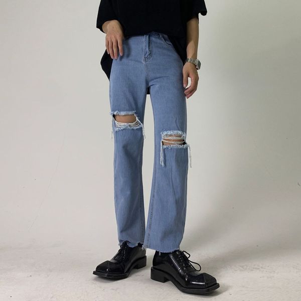 men's jeans knee hole straight trousers men streetwear vintage fashion ankle-length casual denim pants male vibe style wlnr, Blue
men's jeans knee hole straight trousers men streetwear vintage fashion ankle-length casual denim pants male vibe style wlnr, Blue