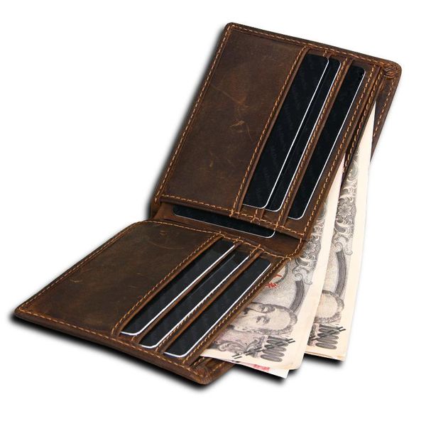 wallets men wallet ultra-thin leather short rfid card protection, Red;black