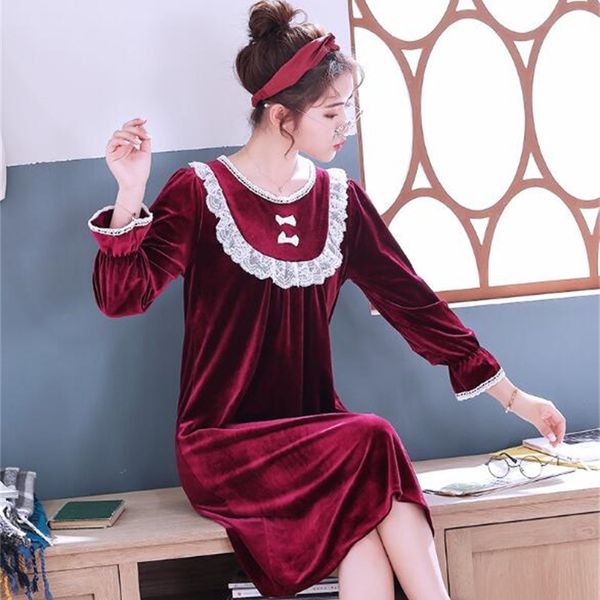 women's sleepwear fdfklak sweet princess nightgown female loose casual home clothes autumn winter night dress lace gold velvet nightshi, Black;red
women's sleepwear fdfklak sweet princess nightgown female loose casual home clothes autumn winter night dress lace gold velvet nightshi, Black;red