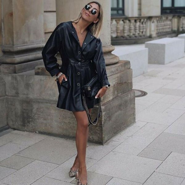 women's jackets spring women pocket leather jacket solid ultralight warm overcoat retro black long coat outwear fashion ladies clothin, Black;brown
women's jackets spring women pocket leather jacket solid ultralight warm overcoat retro black long coat outwear fashion ladies clothin, Black;brown
