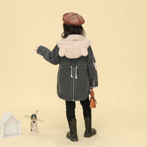 Baby Girls winter coat 5-13 years old Denim fabric stitching short plush lining thick winter hooded padded trench winter jacket, Black
Baby Girls winter coat 5-13 years old Denim fabric stitching short plush lining thick winter hooded padded trench winter jacket, Black