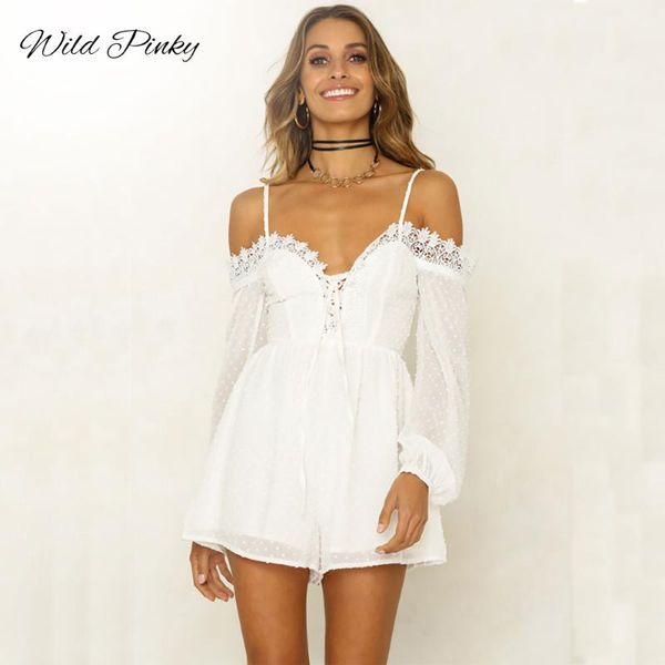women's jumpsuits & rompers wildpinky white spaghetti strap jumpsuit romper women hollow out overalls spring summer long lantern sleeve, Black;white
women's jumpsuits & rompers wildpinky white spaghetti strap jumpsuit romper women hollow out overalls spring summer long lantern sleeve, Black;white