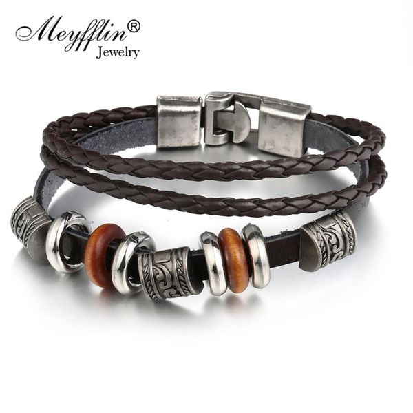 charm bracelets meyfflin cuff leather wristband vintage punk rock fashion geometric alloy beads bracelet for men women jewelry, Golden;silver
charm bracelets meyfflin cuff leather wristband vintage punk rock fashion geometric alloy beads bracelet for men women jewelry, Golden;silver