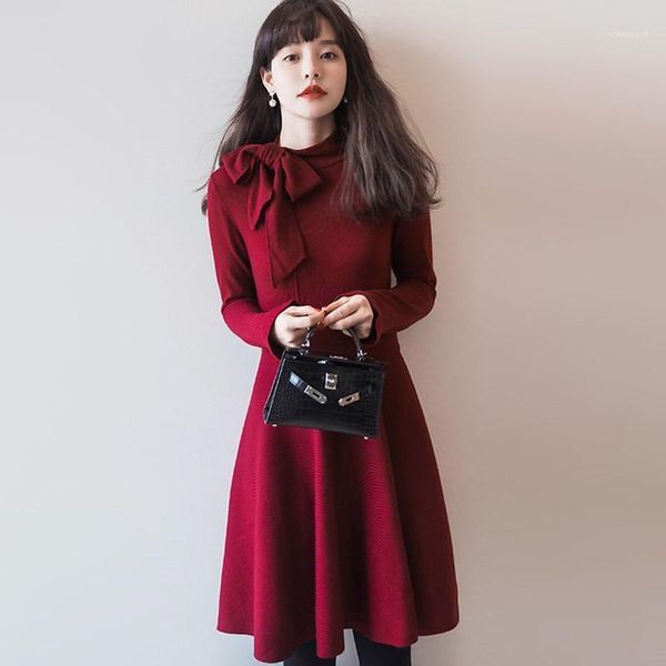 casual dresses autumn women knit dress french vintage bow knitted long sleeve bottoming elegant sweater knee-length, Black;gray
casual dresses autumn women knit dress french vintage bow knitted long sleeve bottoming elegant sweater knee-length, Black;gray