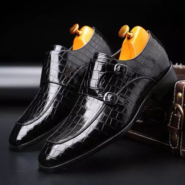 men pu leather shoes low heel dress shoes spring buckle monk strap shoes vintage classic male casual zapatos de hombre hm019, Black
men pu leather shoes low heel dress shoes spring buckle monk strap shoes vintage classic male casual zapatos de hombre hm019, Black