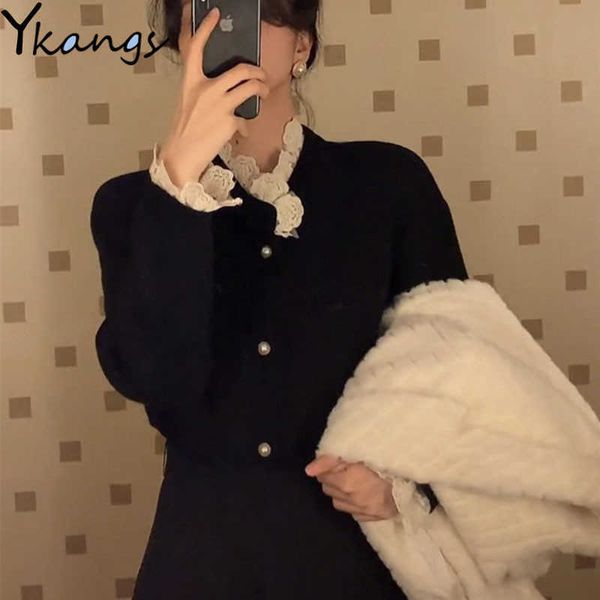 women's black knitting skirt suit vintage sweater lace coat cardigan+high waist warm wool pleated skirt winter two-piece set 210619, White
women's black knitting skirt suit vintage sweater lace coat cardigan+high waist warm wool pleated skirt winter two-piece set 210619, White