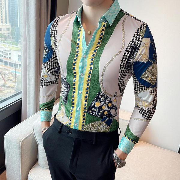 men's casual shirts fashion green printed shirt men long sleeve slim streetwear social party nightclub clothing camisa masculina s-4xl, White;black
men's casual shirts fashion green printed shirt men long sleeve slim streetwear social party nightclub clothing camisa masculina s-4xl, White;black