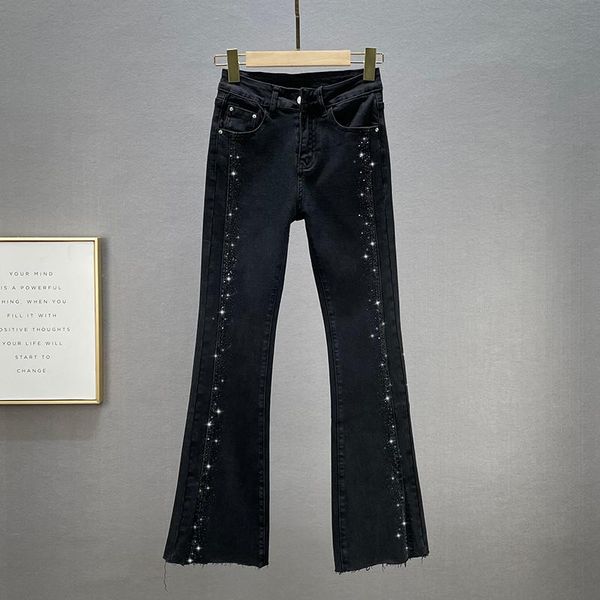 women's jeans for women split trousers autumn and winter high waist slim rhinestone bootcut trouser woman black jean denim pants, Blue
women's jeans for women split trousers autumn and winter high waist slim rhinestone bootcut trouser woman black jean denim pants, Blue