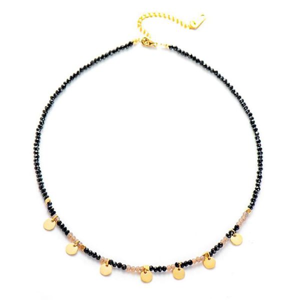 chains stainless steel black crystal glass beads gold coin tag pendant necklace delicate women jewelry gift for him, Silver
chains stainless steel black crystal glass beads gold coin tag pendant necklace delicate women jewelry gift for him, Silver