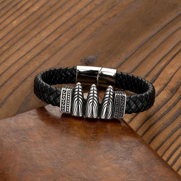 beaded, strands european and american style snake head skull stainless steel men's bracelet cool punk leather braided rope, Black
beaded, strands european and american style snake head skull stainless steel men's bracelet cool punk leather braided rope, Black