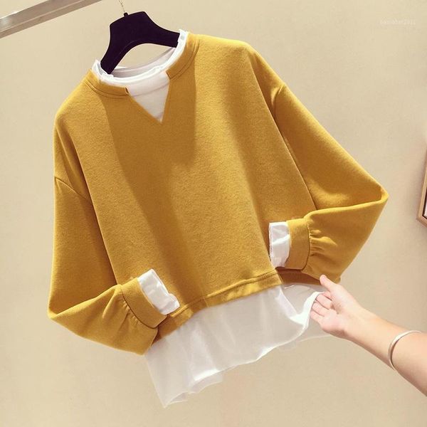 women's t-shirt fake two-piece t-shirts women yellow spring autumn t shirt korean large size loose long-sleeved patchwork ropa mujer t, White
women's t-shirt fake two-piece t-shirts women yellow spring autumn t shirt korean large size loose long-sleeved patchwork ropa mujer t, White