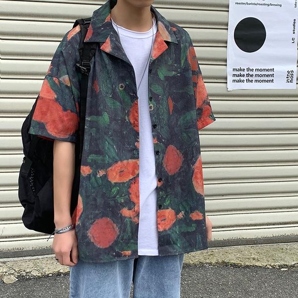 fashion loose floral printed men shirt korean clothes beach summer shirts short sleeve for man men's casual, White;black
fashion loose floral printed men shirt korean clothes beach summer shirts short sleeve for man men's casual, White;black