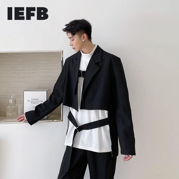 iefb irregular design cut hem blazers bandage short suit coat for men spring raw edage clothes casual 9y4665 210524, White;black
iefb irregular design cut hem blazers bandage short suit coat for men spring raw edage clothes casual 9y4665 210524, White;black