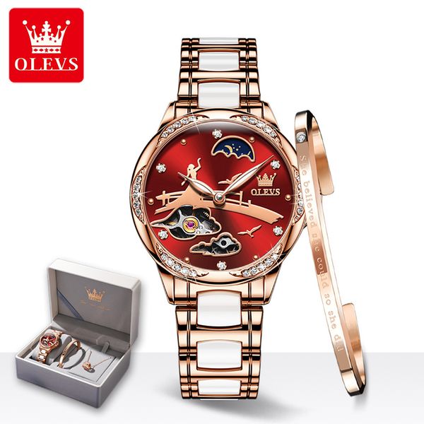 olevs women automatic mechanical watches reloj mujer elegant fashion ceramic gift for women waterproof set, Slivery;brown
olevs women automatic mechanical watches reloj mujer elegant fashion ceramic gift for women waterproof set, Slivery;brown