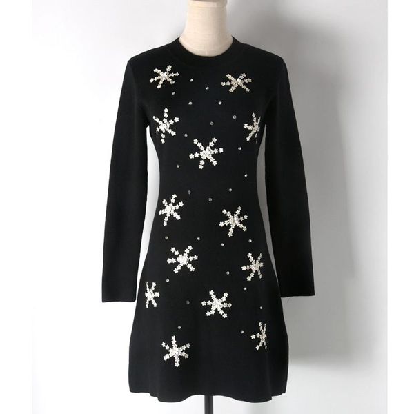 casual dresses designer knitted dress for women causel o neck nail drill beading snowflake long seeve black, Black;gray
casual dresses designer knitted dress for women causel o neck nail drill beading snowflake long seeve black, Black;gray