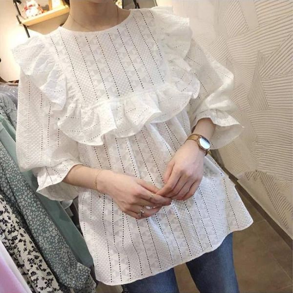 women's blouses & shirts 2021 autumn womens and hollow out embroidery loose shirt ruffles white sweet lace blouse blusas arrival 15889
women's blouses & shirts 2021 autumn womens and hollow out embroidery loose shirt ruffles white sweet lace blouse blusas arrival 15889
