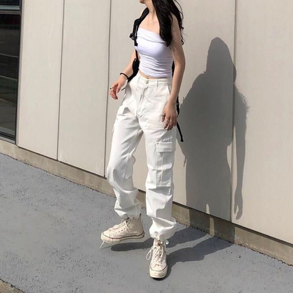 women's pants & capris women high waist loose overalls casual lace up pockets solid color sports long trousers, Black;white
women's pants & capris women high waist loose overalls casual lace up pockets solid color sports long trousers, Black;white
