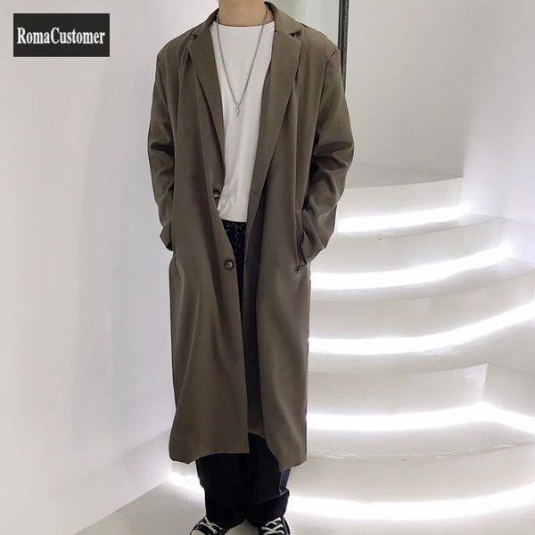men's trench coats spring autumn korean mens long casual fashion turn-down collar single breasted suits outerwear knee-length coat, Tan;black
men's trench coats spring autumn korean mens long casual fashion turn-down collar single breasted suits outerwear knee-length coat, Tan;black