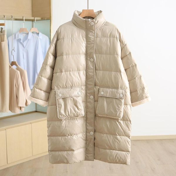 women's down & parkas winter women thick warm 90% white duck long parka casual female pocket stand collor snow outwear loose jackets, Black
women's down & parkas winter women thick warm 90% white duck long parka casual female pocket stand collor snow outwear loose jackets, Black