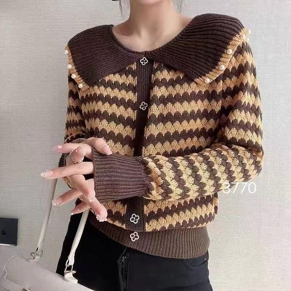 women's sweaters 2021 doll collar pullover sweater women loose striped blouse foreign style knit crop, White;black
women's sweaters 2021 doll collar pullover sweater women loose striped blouse foreign style knit crop, White;black