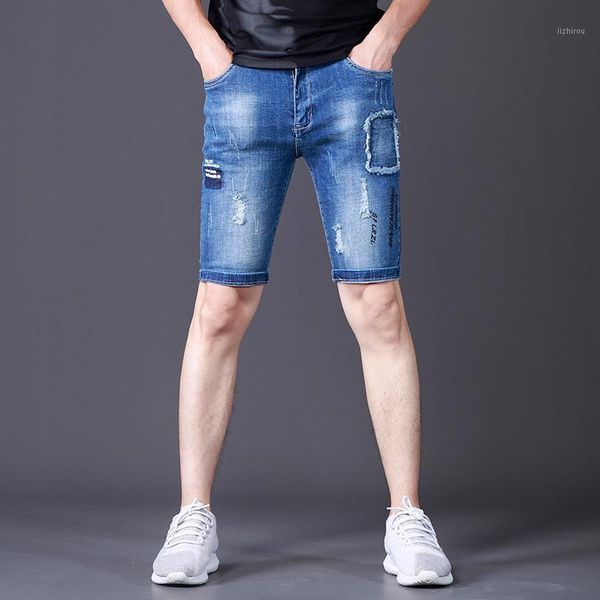 men's shorts summer casual men blue straight printed patches knee length denim streetwear beach male short jeans, White;black
men's shorts summer casual men blue straight printed patches knee length denim streetwear beach male short jeans, White;black