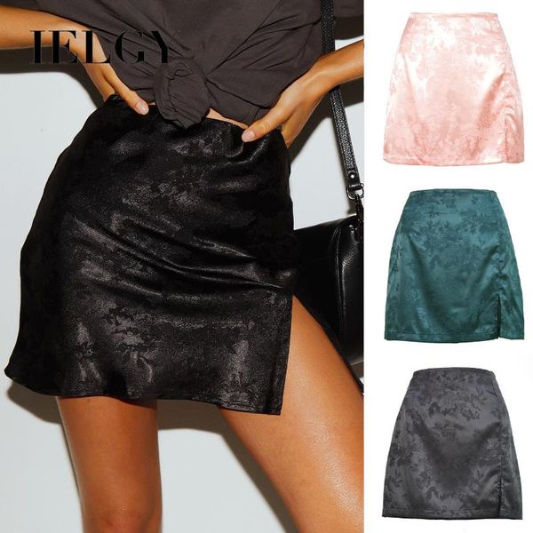skirts ielgy women's skirt jacquard satin high waist zip women pink, Black 
skirts ielgy women's skirt jacquard satin high waist zip women pink, Black