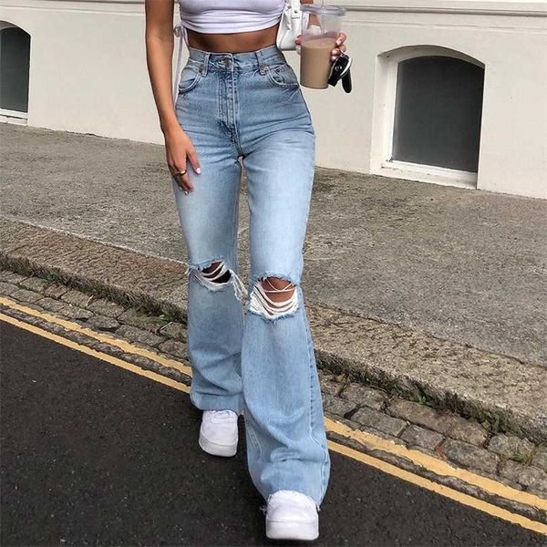 fashion ripped blue flare jeans for girls female casual women's vintage denim pants high waisted trouser harajuku 211118
fashion ripped blue flare jeans for girls female casual women's vintage denim pants high waisted trouser harajuku 211118