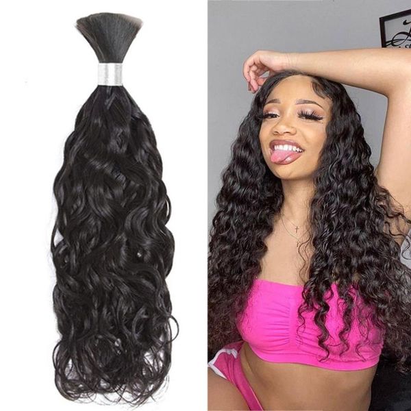 human hair bulks water wave bulk machine made no weft brazilian remy brading natural color for women, Black
human hair bulks water wave bulk machine made no weft brazilian remy brading natural color for women, Black