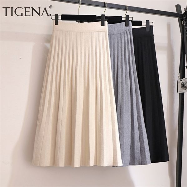 tigena elegant midi pleated knitted skirt women autumn winter korean knee length a line high waist skirt female ladies 210319, Black
tigena elegant midi pleated knitted skirt women autumn winter korean knee length a line high waist skirt female ladies 210319, Black
