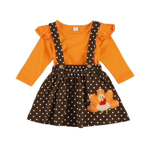 thanksgiving day toddler girls clothes sets long sleeve pullover t shirts turkey polka dot print bib strap dress, White
thanksgiving day toddler girls clothes sets long sleeve pullover t shirts turkey polka dot print bib strap dress, White