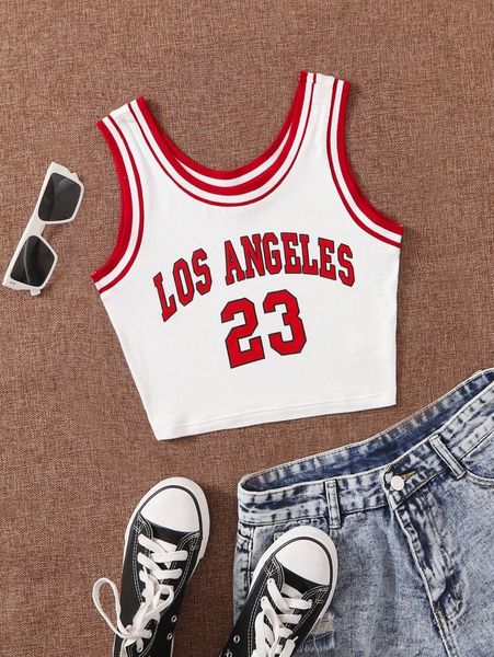 letter graphic ringer tank s842#, White