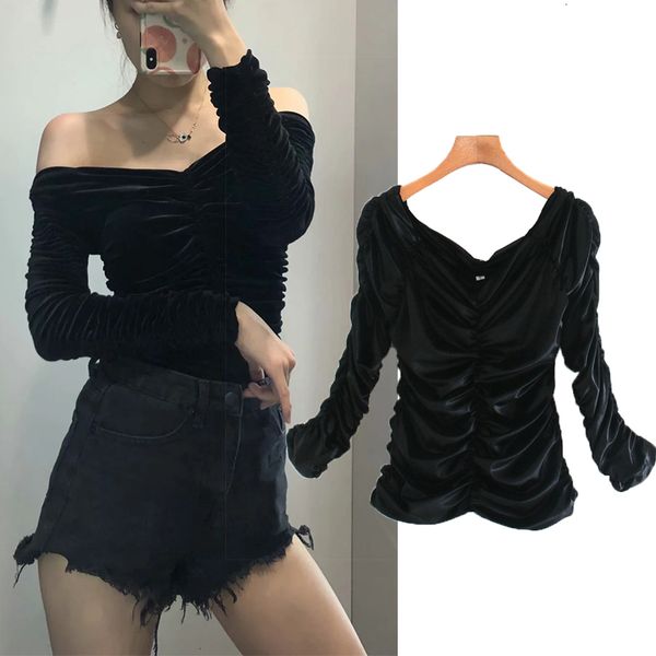 women's blouses & shirts chic retro long puff sleeve elastic waist slimming short women pleated velvet square neck solid colo, White
women's blouses & shirts chic retro long puff sleeve elastic waist slimming short women pleated velvet square neck solid colo, White