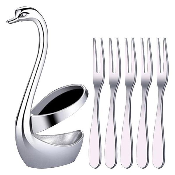 flatware sets 6 pcs swan fruit base holder forks set stainless steel salad dessert cake tableware
flatware sets 6 pcs swan fruit base holder forks set stainless steel salad dessert cake tableware