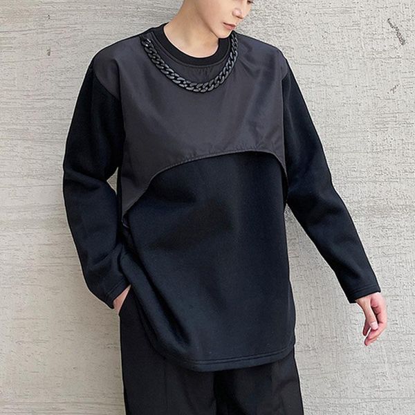 men's hoodies & sweatshirts necklace decoration splice vest sweatshirt men streetwear fashion hip hop loose long sleeve pullover man, Black
men's hoodies & sweatshirts necklace decoration splice vest sweatshirt men streetwear fashion hip hop loose long sleeve pullover man, Black