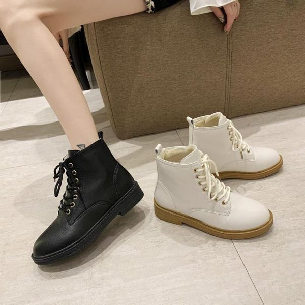 boots 2021 black white 35 40 size short plush winter female women shoes fashion and keep warm ankle